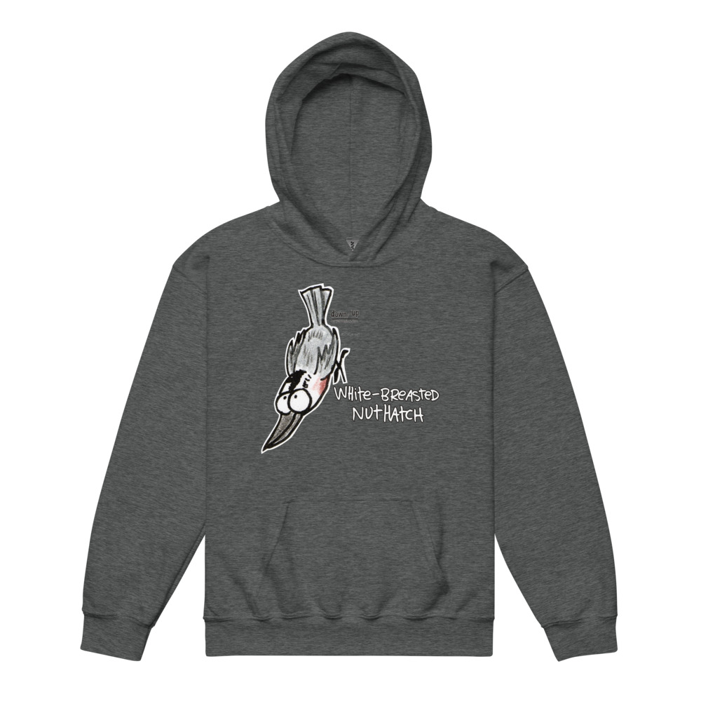 White-breasted Nuthatch — Youth Hoodie Sweatshirt (Dark Heather)