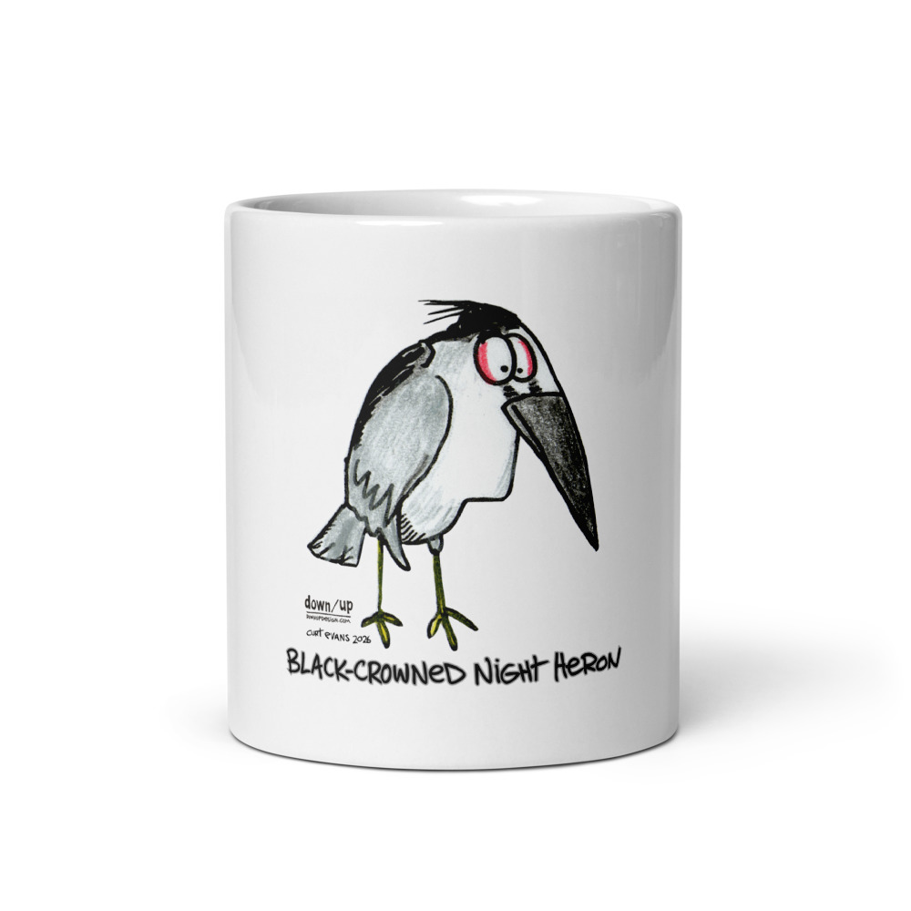 Black-crowned Night Heron — White Glossy Mug (White)