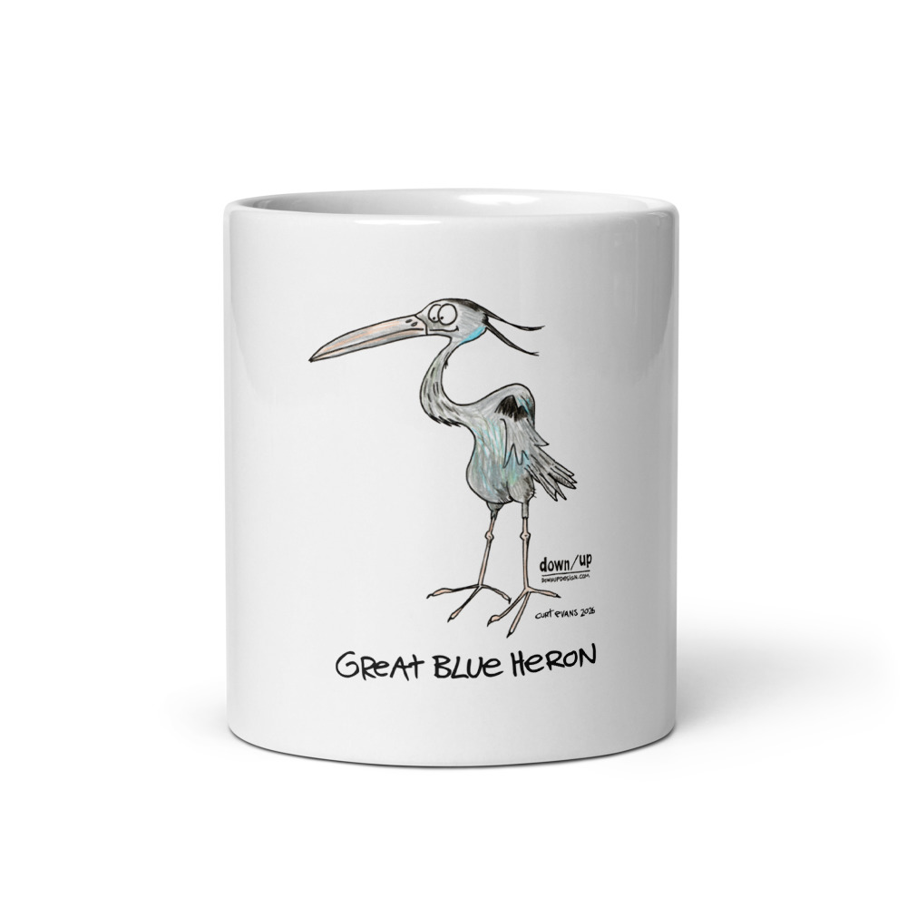 Great Blue Heron — White Glossy Mug (White)