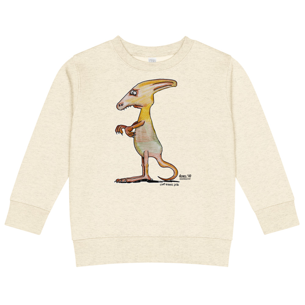 Dino Helmet — Kids Crew Neck Sweatshirt (Natural Heather)