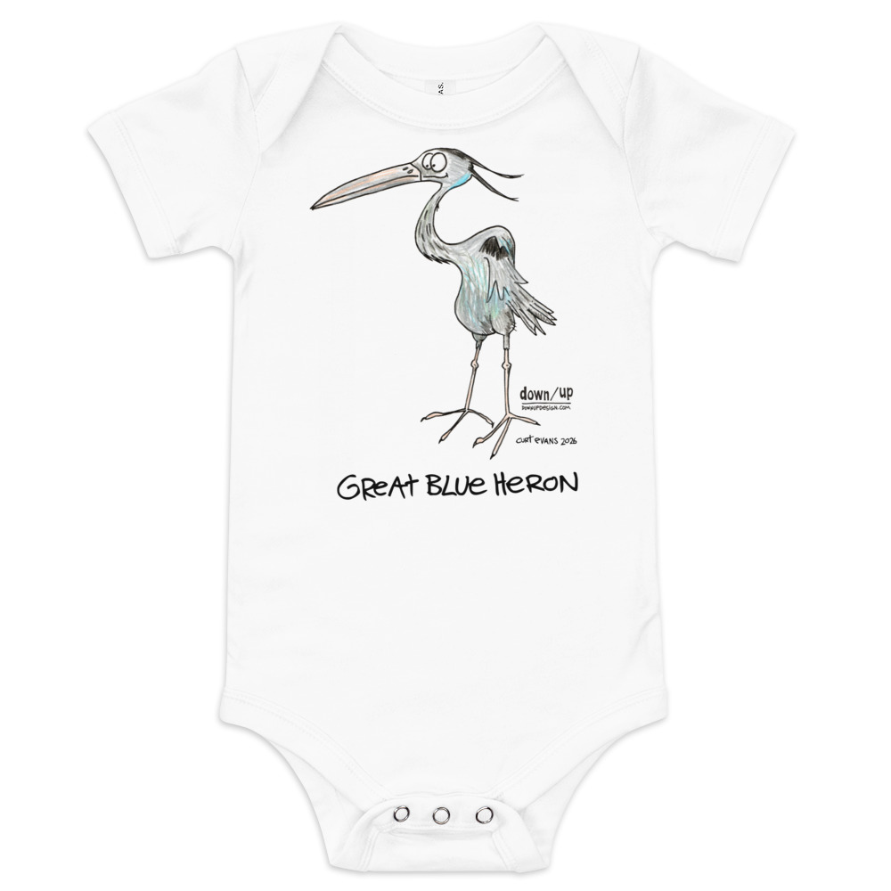 Great Blue Heron — Baby Short-sleeve One Piece (White)