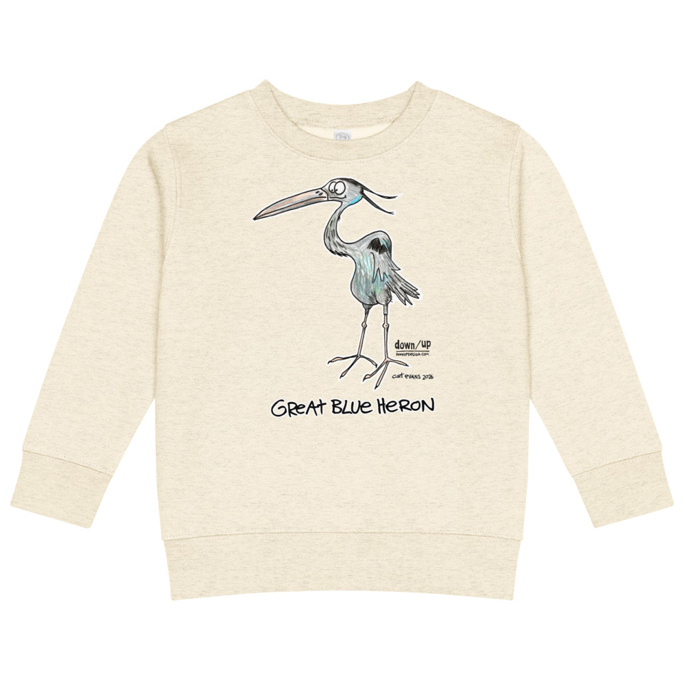 Great Blue Heron — Kids Crew Neck Sweatshirt (Natural Heather)