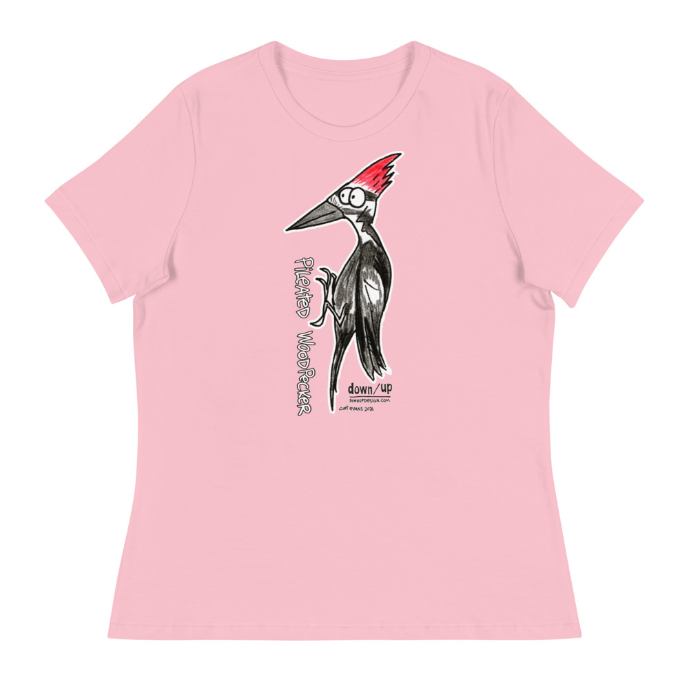 Pileated Woodpecker — Women's Relaxed T-Shirt (Pink)