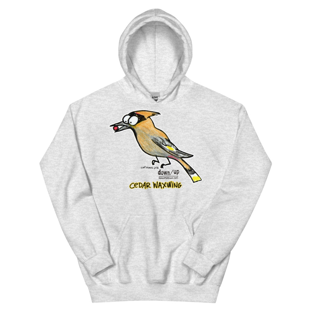 Cedar Waxwing — Adult Hoodie Sweatshirt (Ash)