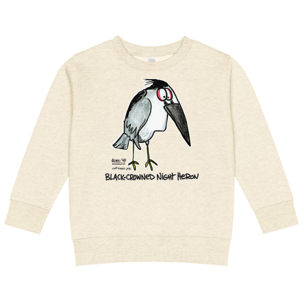 Black-crowned Night Heron — Kids Crew Neck Sweatshirt (Natural Heather)