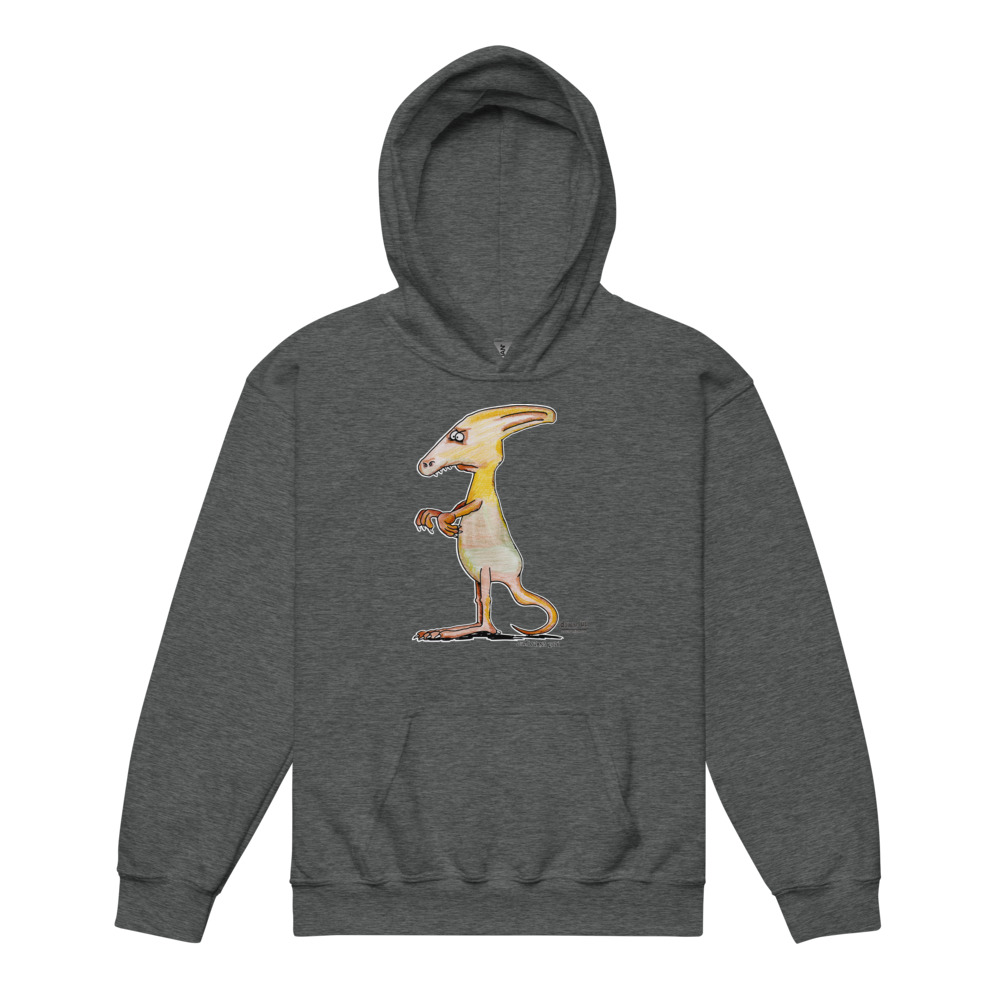 Dino Helmet — Youth Hoodie Sweatshirt (Dark Heather)