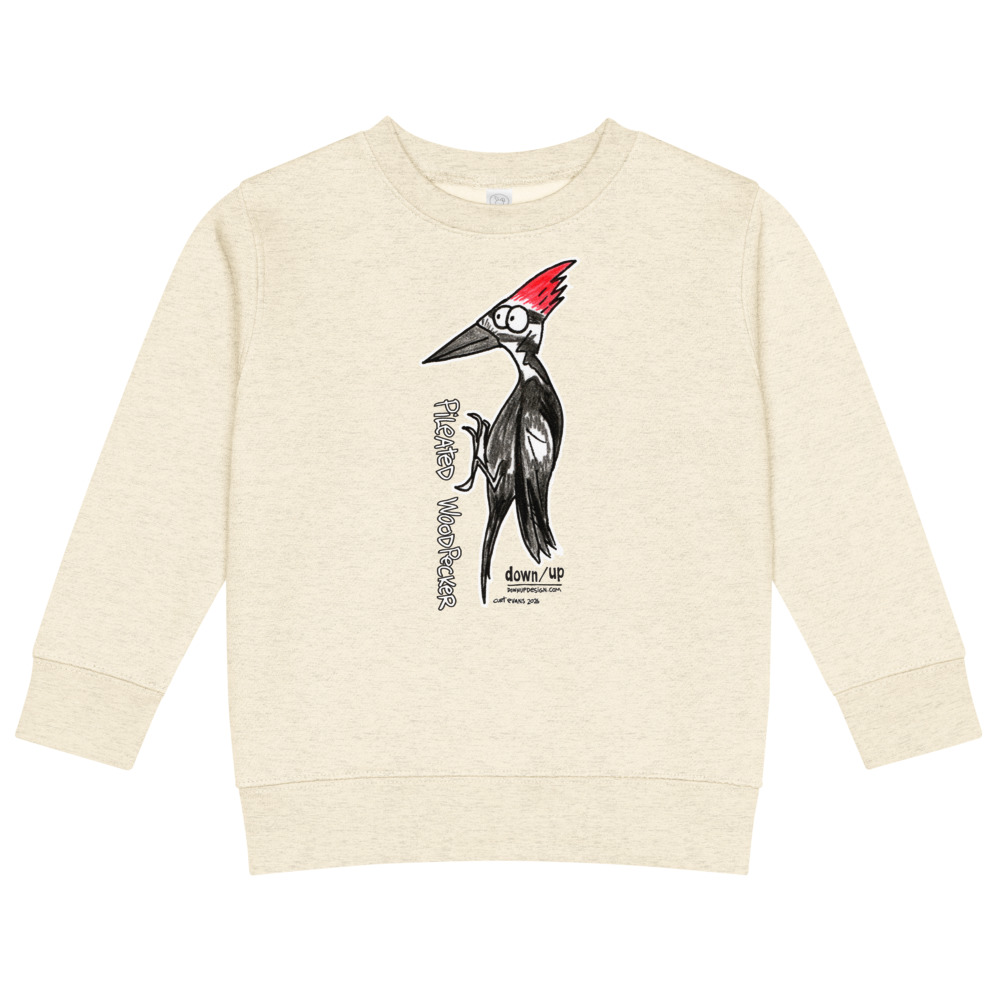 Pileated Woodpecker — Kids Crew Neck Sweatshirt (Natural Heather)