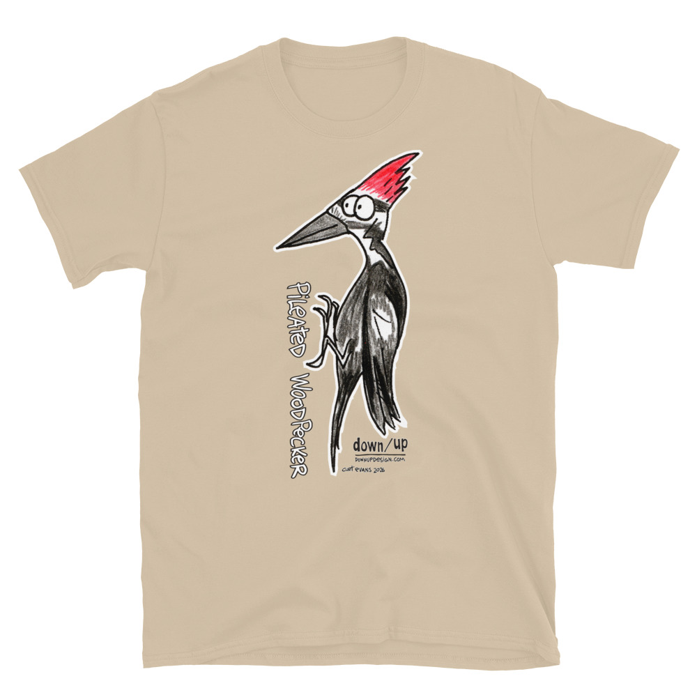 Pileated Woodpecker — Form Fitting Unisex T-Shirt (Sand)