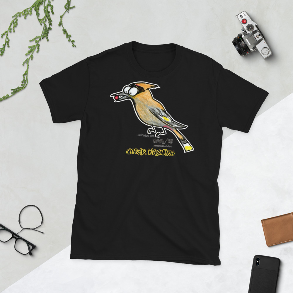 Cedar Waxwing — Form Fitting Unisex T-Shirt (Black)