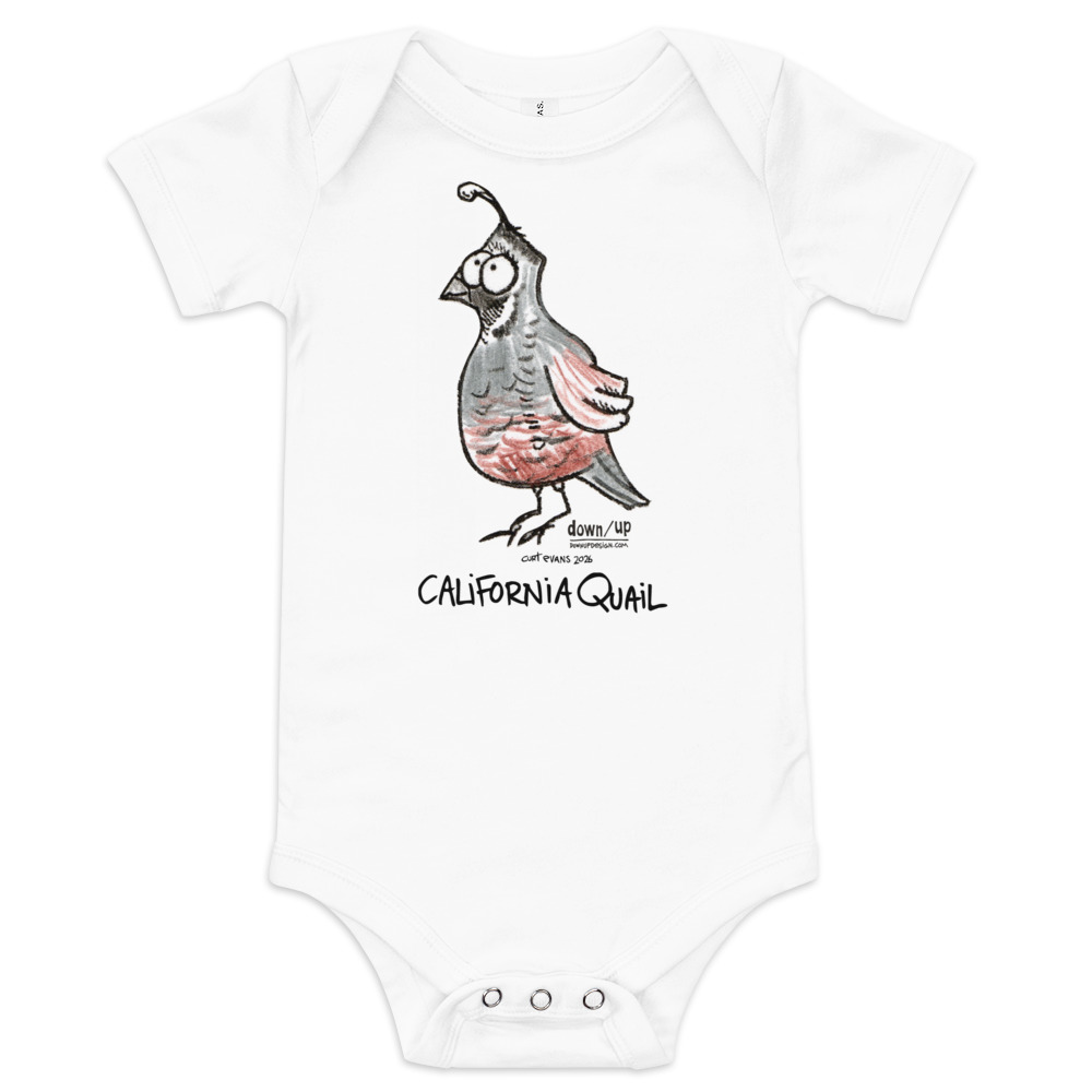 California Quail — Baby Short-sleeve One Piece (White)