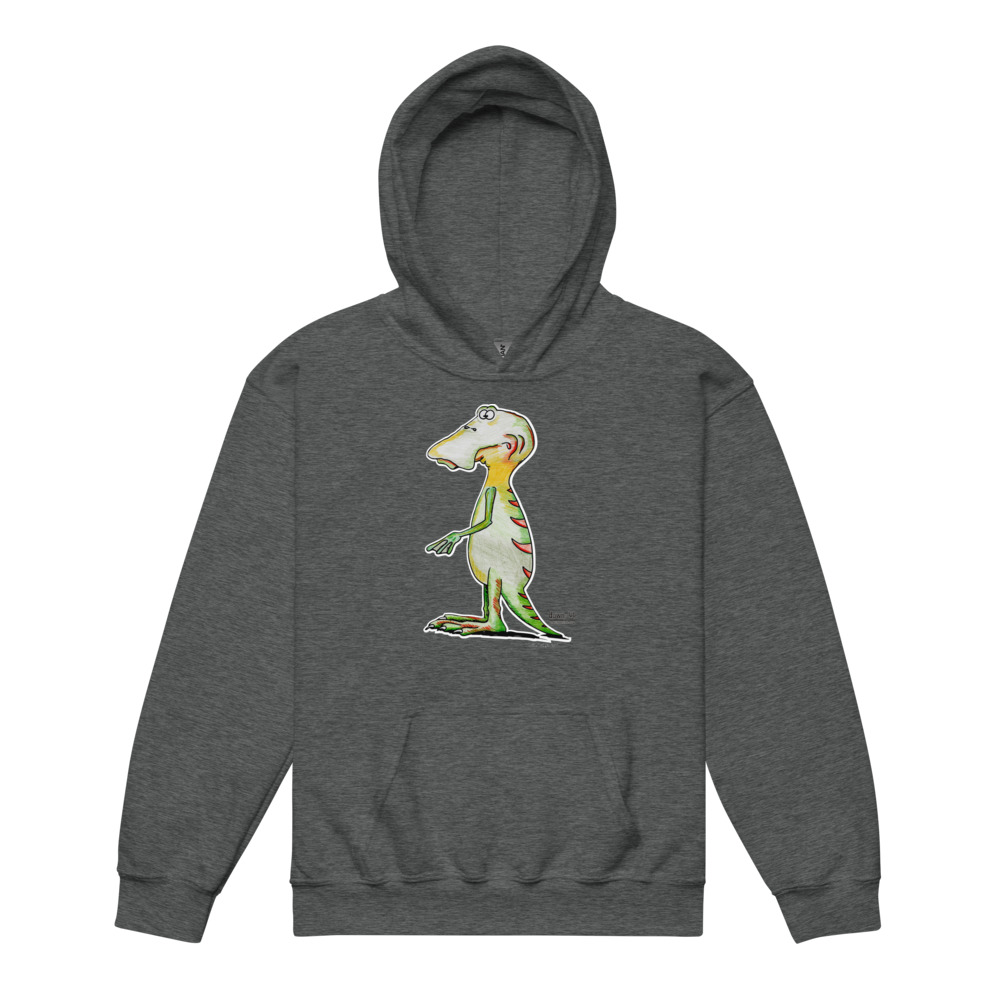 Dino Duckbill — Youth Hoodie Sweatshirt (Dark Heather)