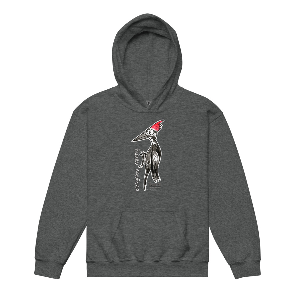 Pileated Woodpecker — Youth Hoodie Sweatshirt (Dark Heather)