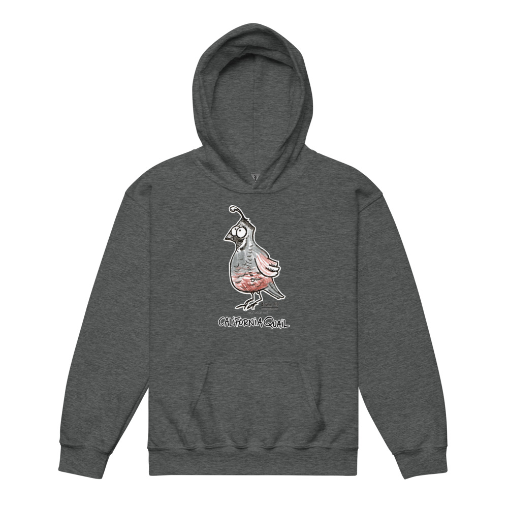 California Quail — Youth Hoodie Sweatshirt (Dark Heather)