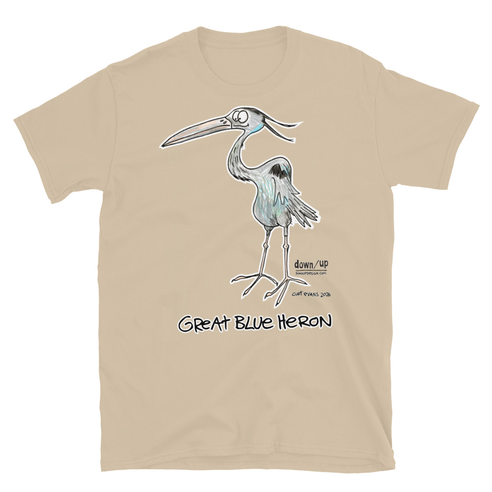 Great Blue Heron — Form Fitting Unisex T-Shirt (Sand)