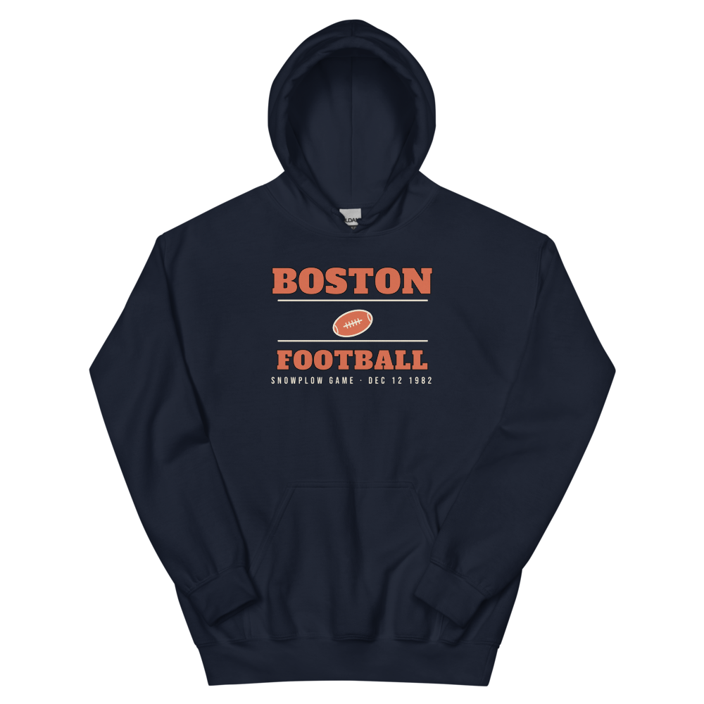 Boston Football Snowplow Game 1982 — Navy Hoodie
