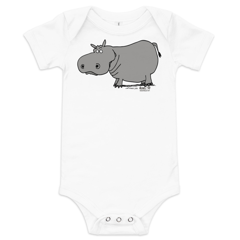 Hippo — Baby Short-sleeve One Piece (White)