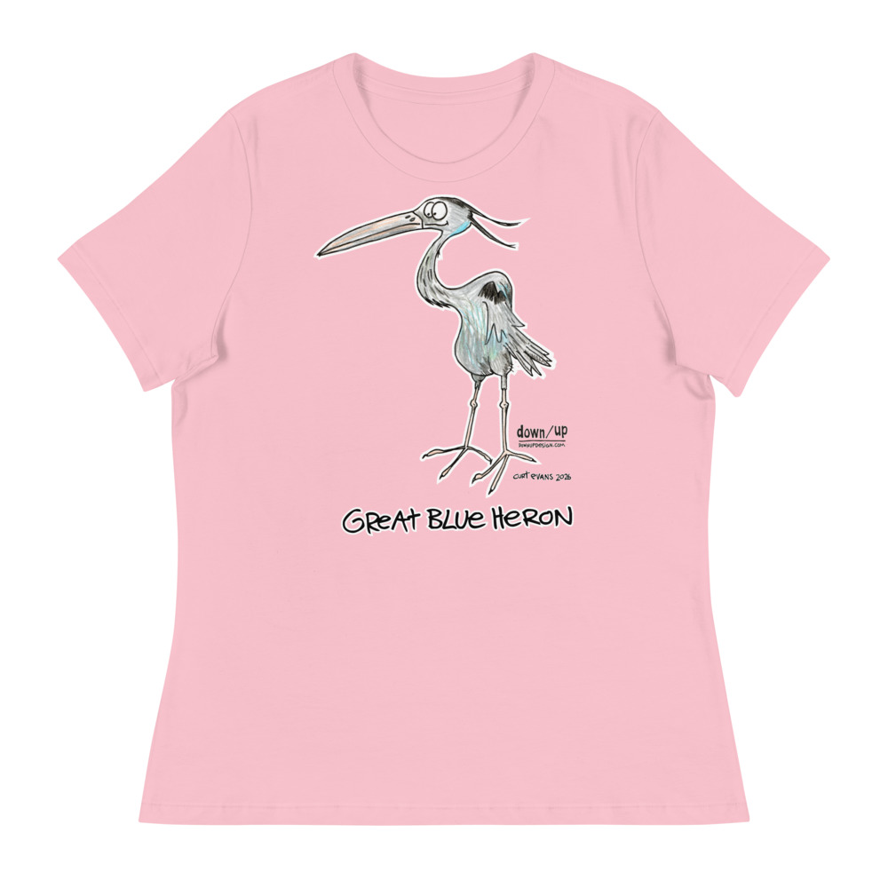 Great Blue Heron — Women's Relaxed T-Shirt (Pink)