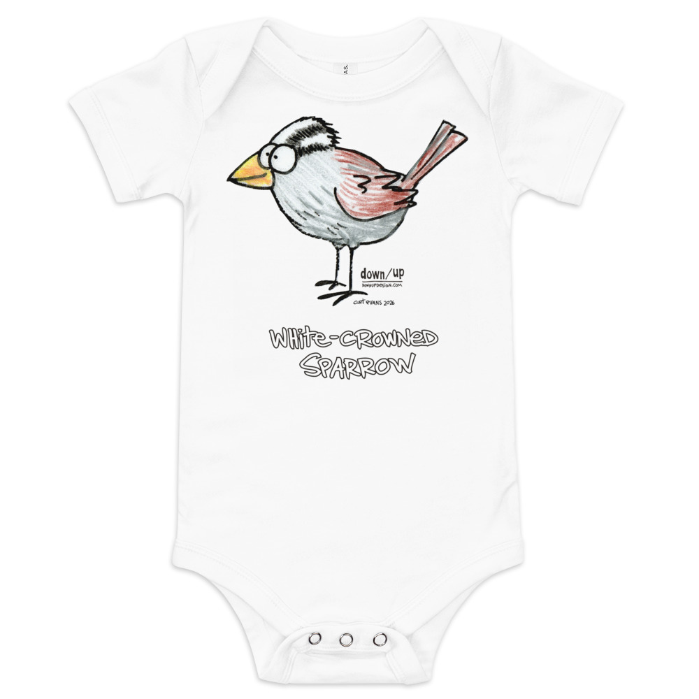 White-crowned Sparrow — Baby Short-sleeve One Piece (White)