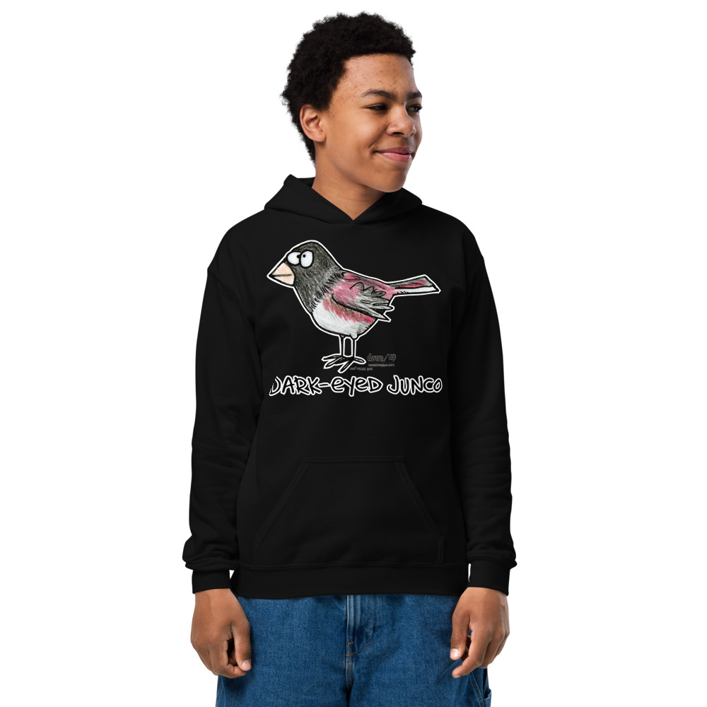 Dark-eyed Junco — Youth Hoodie Sweatshirt (Black)