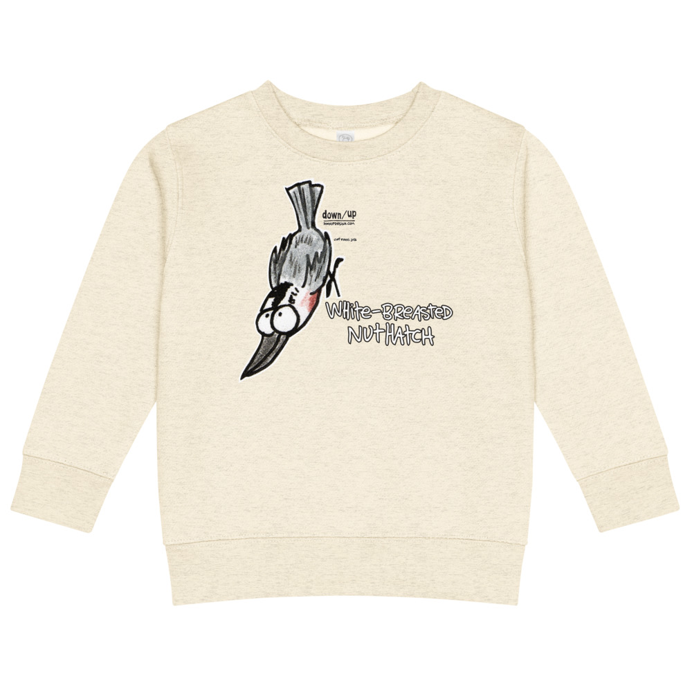 White-breasted Nuthatch — Kids Crew Neck Sweatshirt (Natural Heather)