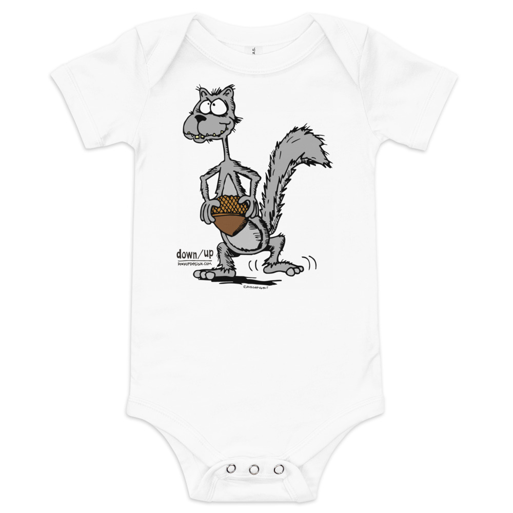 Squirrel — Baby Short-sleeve One Piece (White)