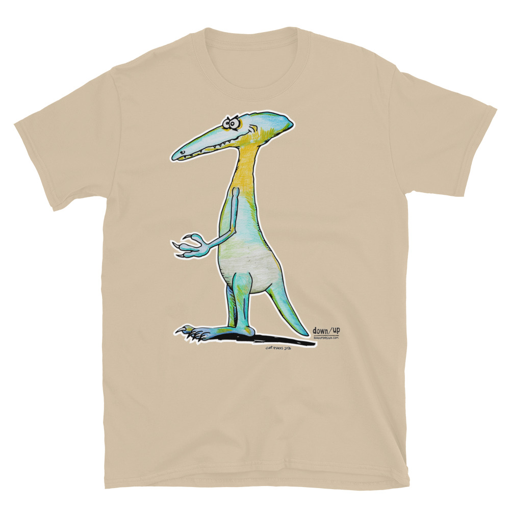 Dino Smiley — Form Fitting Unisex T-Shirt (Sand)