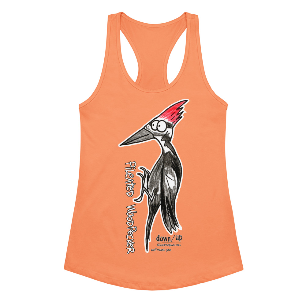 Pileated Woodpecker — Women's fitted racerback tank top (Light Orange)