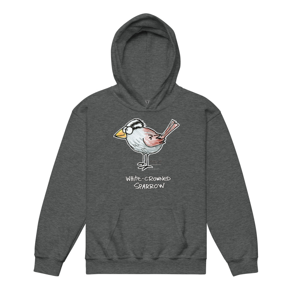 White-crowned Sparrow — Youth Hoodie Sweatshirt (Dark Heather)