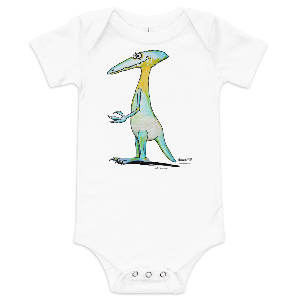 Dino Smiley — Baby Short-sleeve One Piece (White)