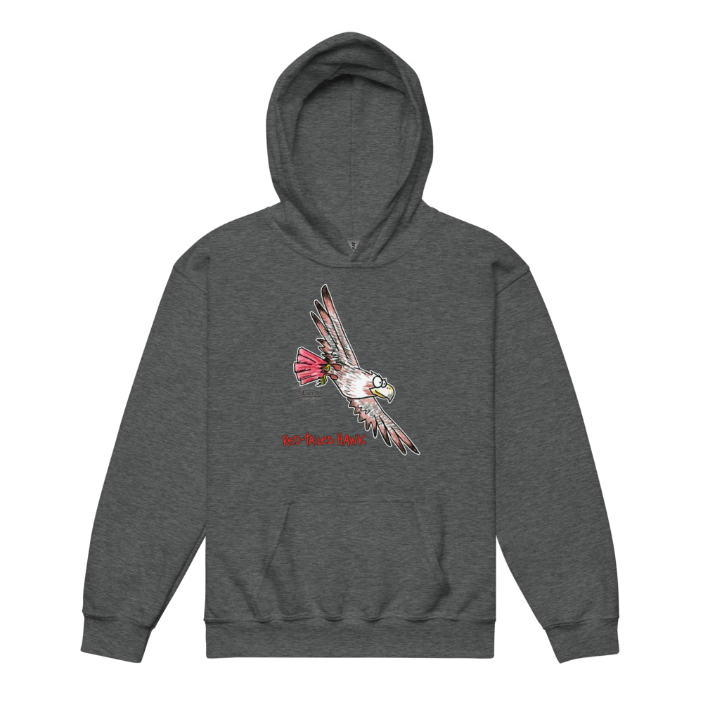 Red-tailed Hawk — Youth Hoodie Sweatshirt (Dark Heather)