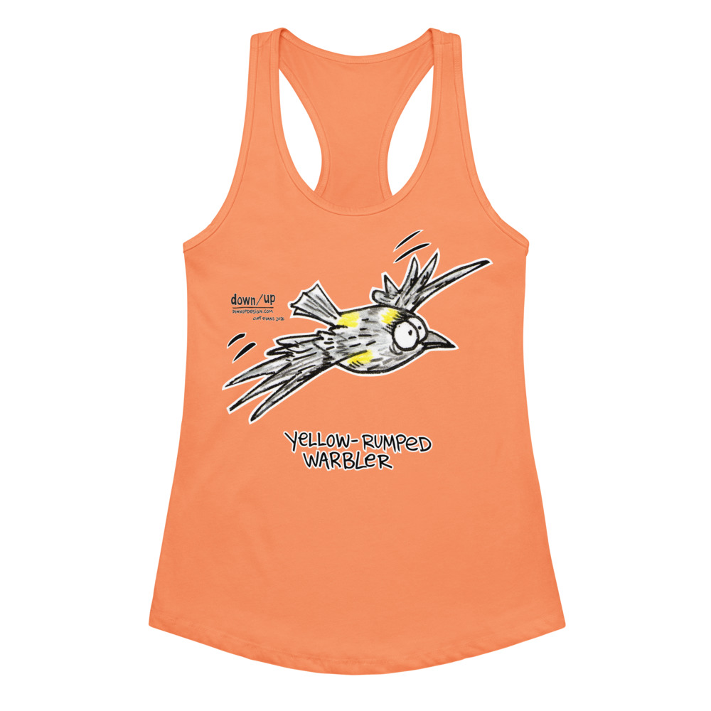 Yellow-rumped Warbler — Women's fitted racerback tank top (Light Orange)