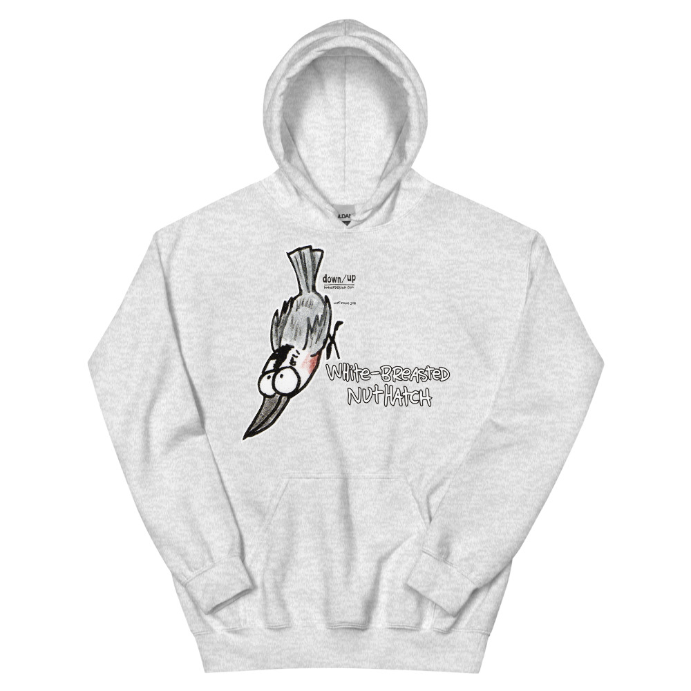 White-breasted Nuthatch — Adult Hoodie Sweatshirt (Ash)