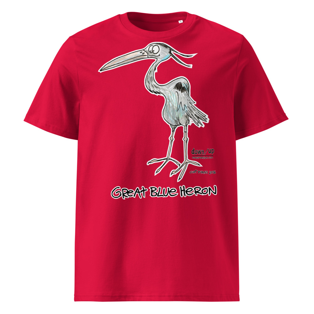 Great Blue Heron — Organic Unisex T-Shirt (Red)
