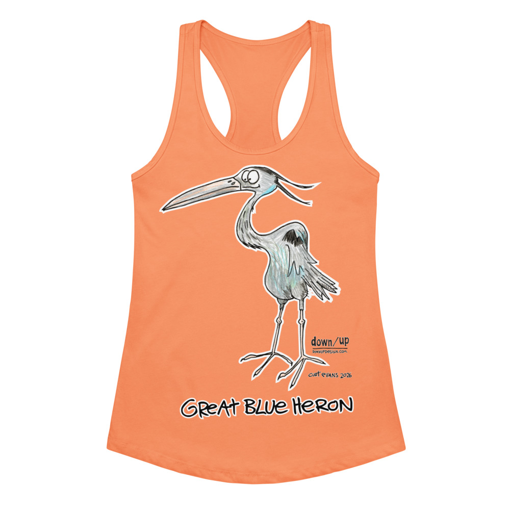 Great Blue Heron — Women's fitted racerback tank top (Light Orange)