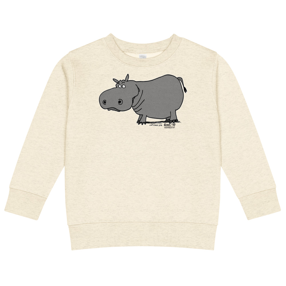 Hippo — Kids Crew Neck Sweatshirt (Natural Heather)