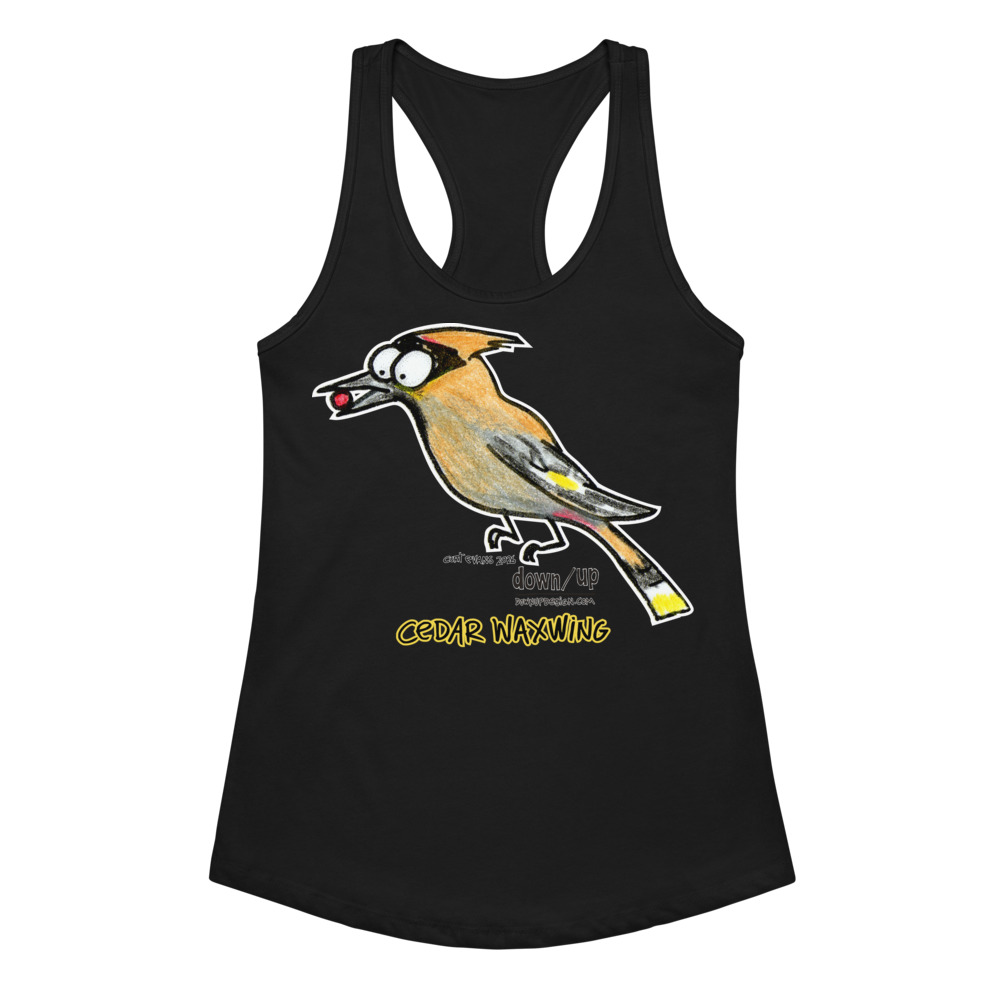 Cedar Waxwing — Women's fitted racerback tank top (Black)