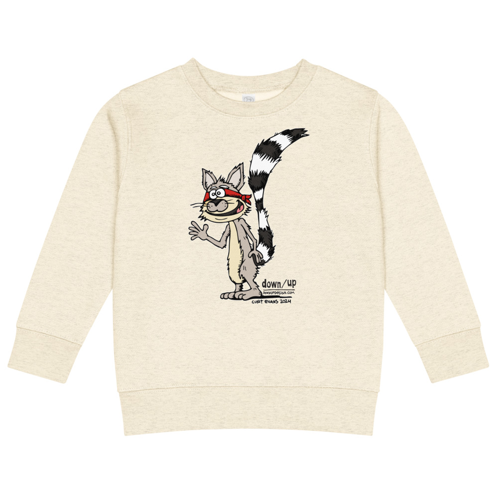 Ringtail Cat — Kids Crew Neck Sweatshirt (Natural Heather)