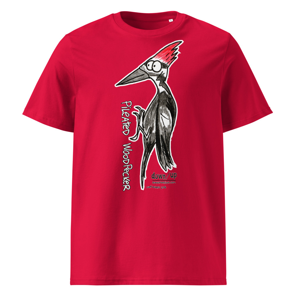 Pileated Woodpecker — Organic Unisex T-Shirt (Red)
