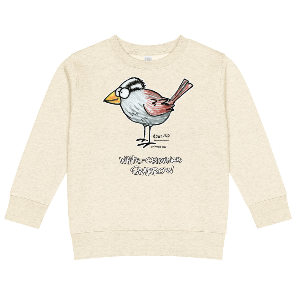 White-crowned Sparrow — Kids Crew Neck Sweatshirt (Natural Heather)