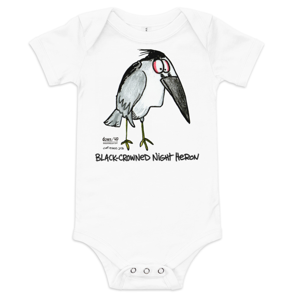 Black-crowned Night Heron — Baby Short-sleeve One Piece (White)