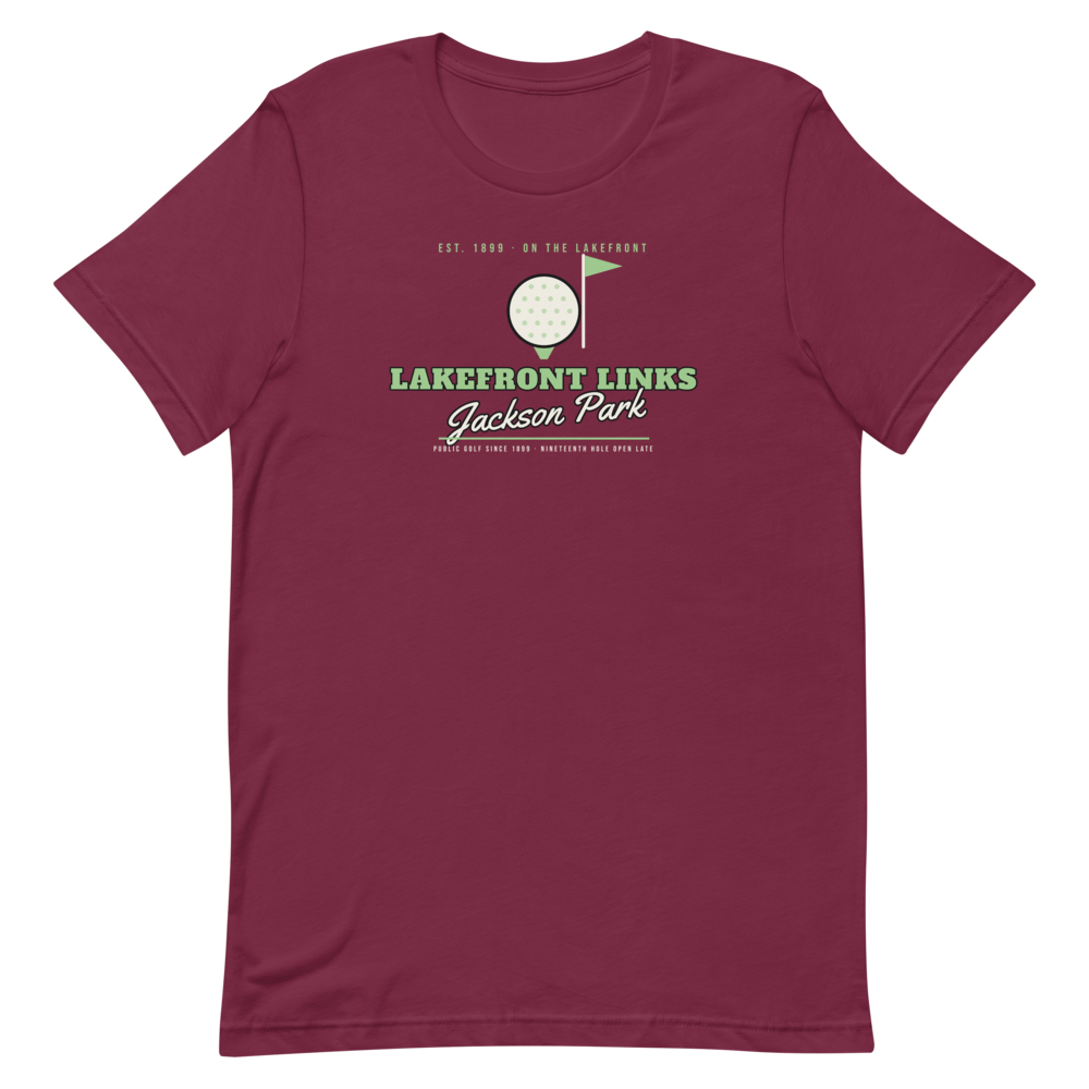 Lakefront Links Jackson Park Golf — Maroon T-Shirt