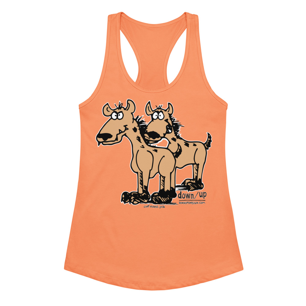 Hyenas — Women's fitted racerback tank top (Light Orange)