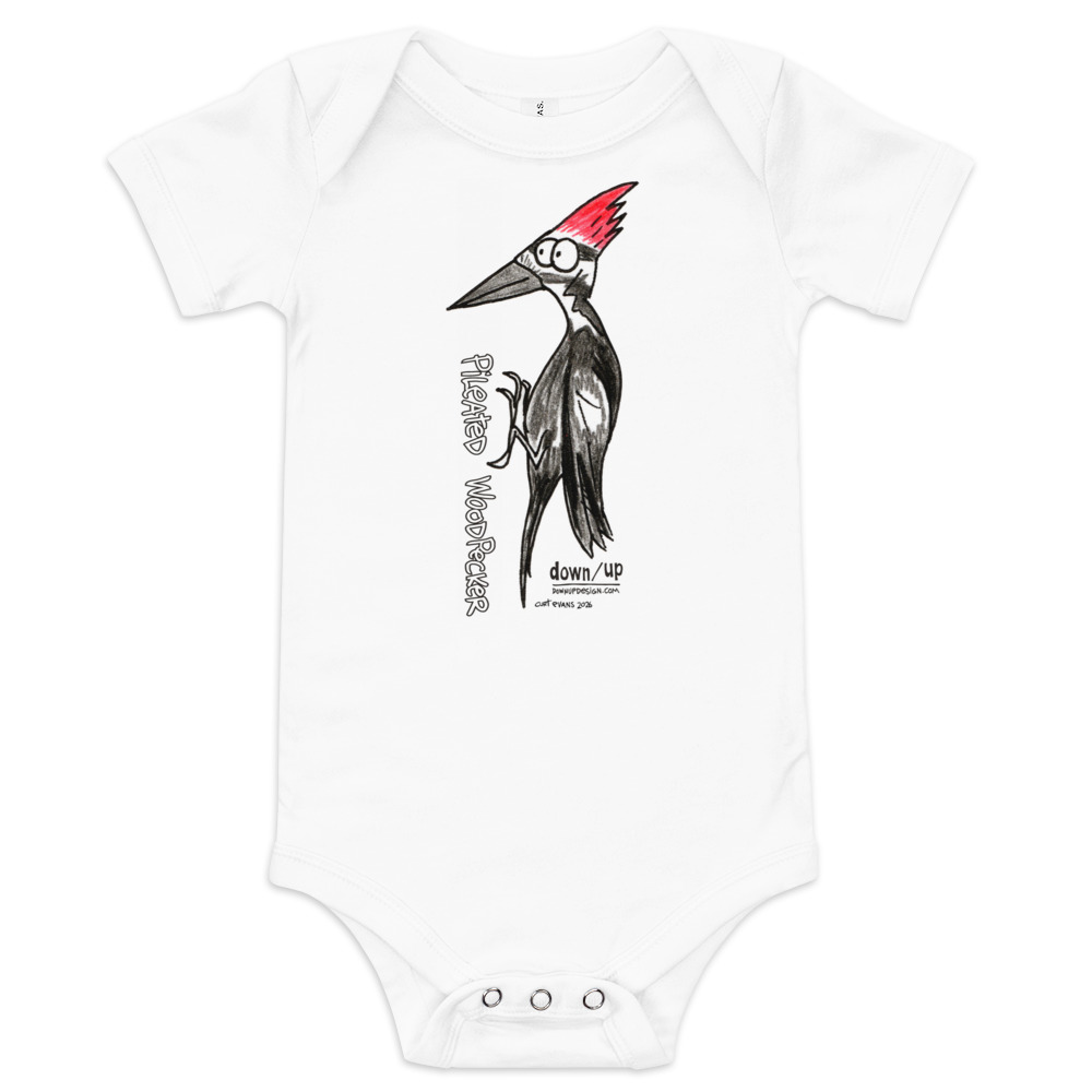 Pileated Woodpecker — Baby Short-sleeve One Piece (White)