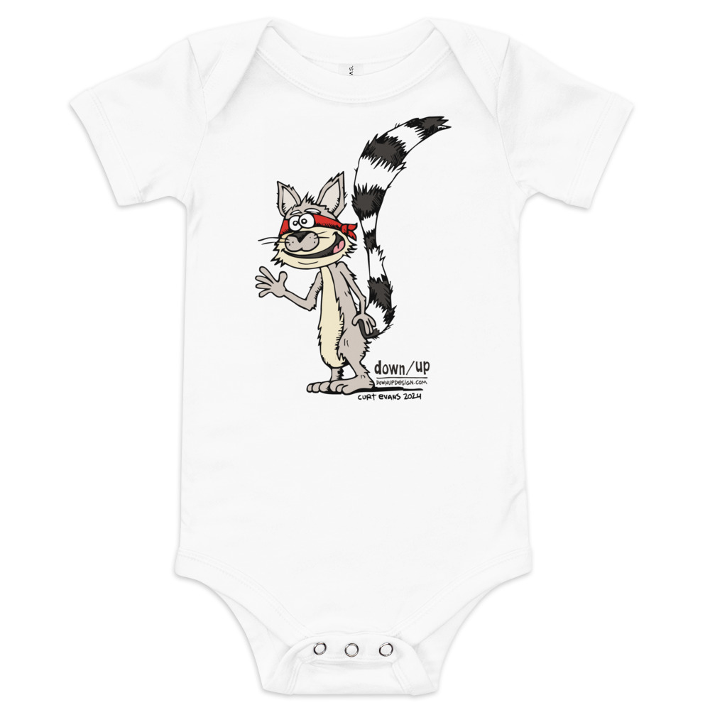 Ringtail Cat — Baby Short-sleeve One Piece (White)