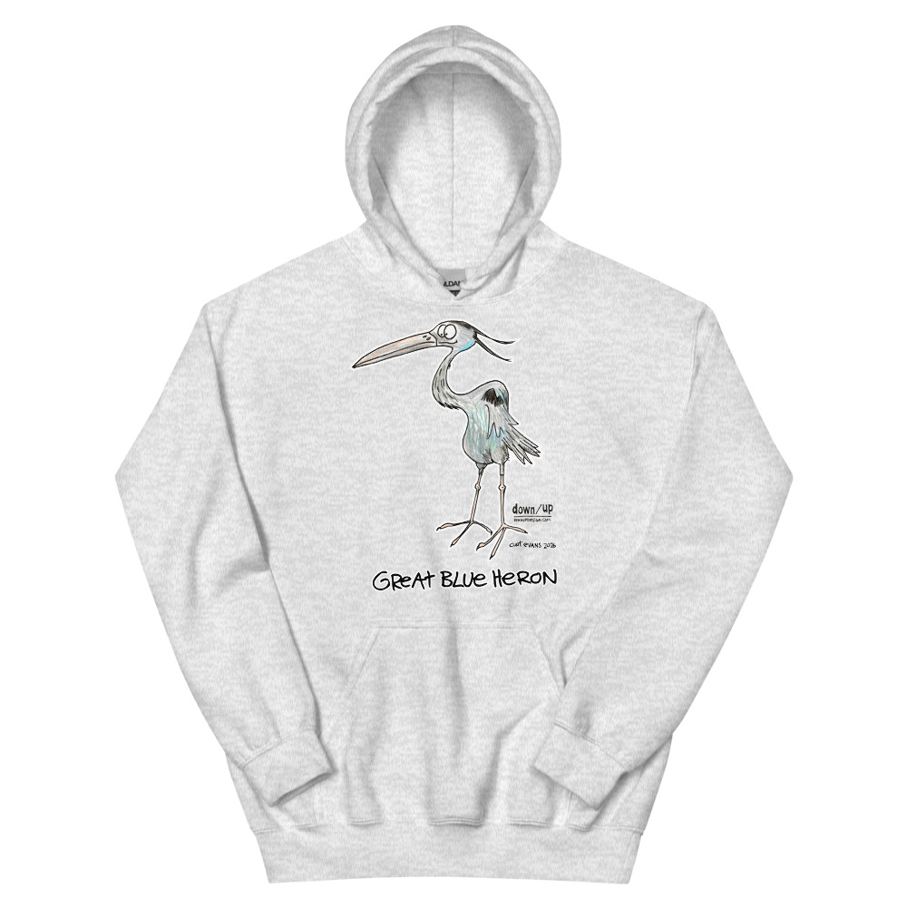 Great Blue Heron — Adult Hoodie Sweatshirt (Ash)