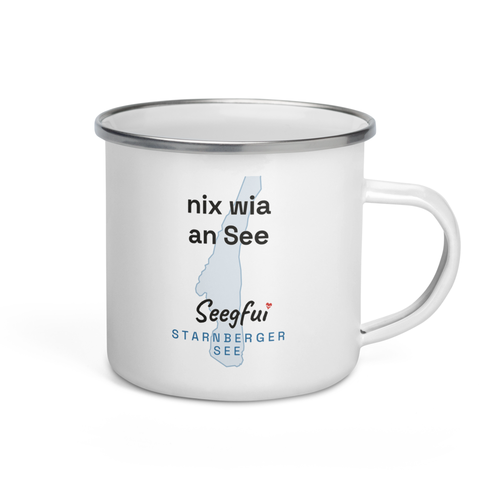 Emaille-Spruchtasse Starnberger See – Nix wia an See